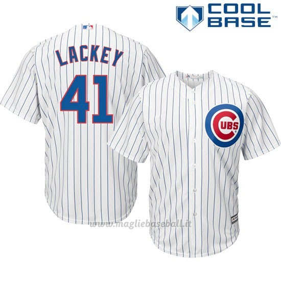 Maglia Baseball Uomo Chicago Cubs 41 John Lackey Majestic Bianco Cool Base